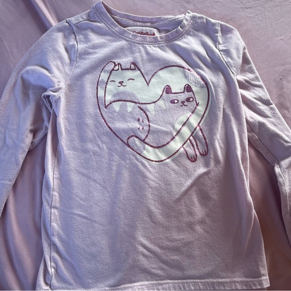 Cat & Jack Pink Long Sleeve Tee with Cat Graphic - Picture 1 of 2